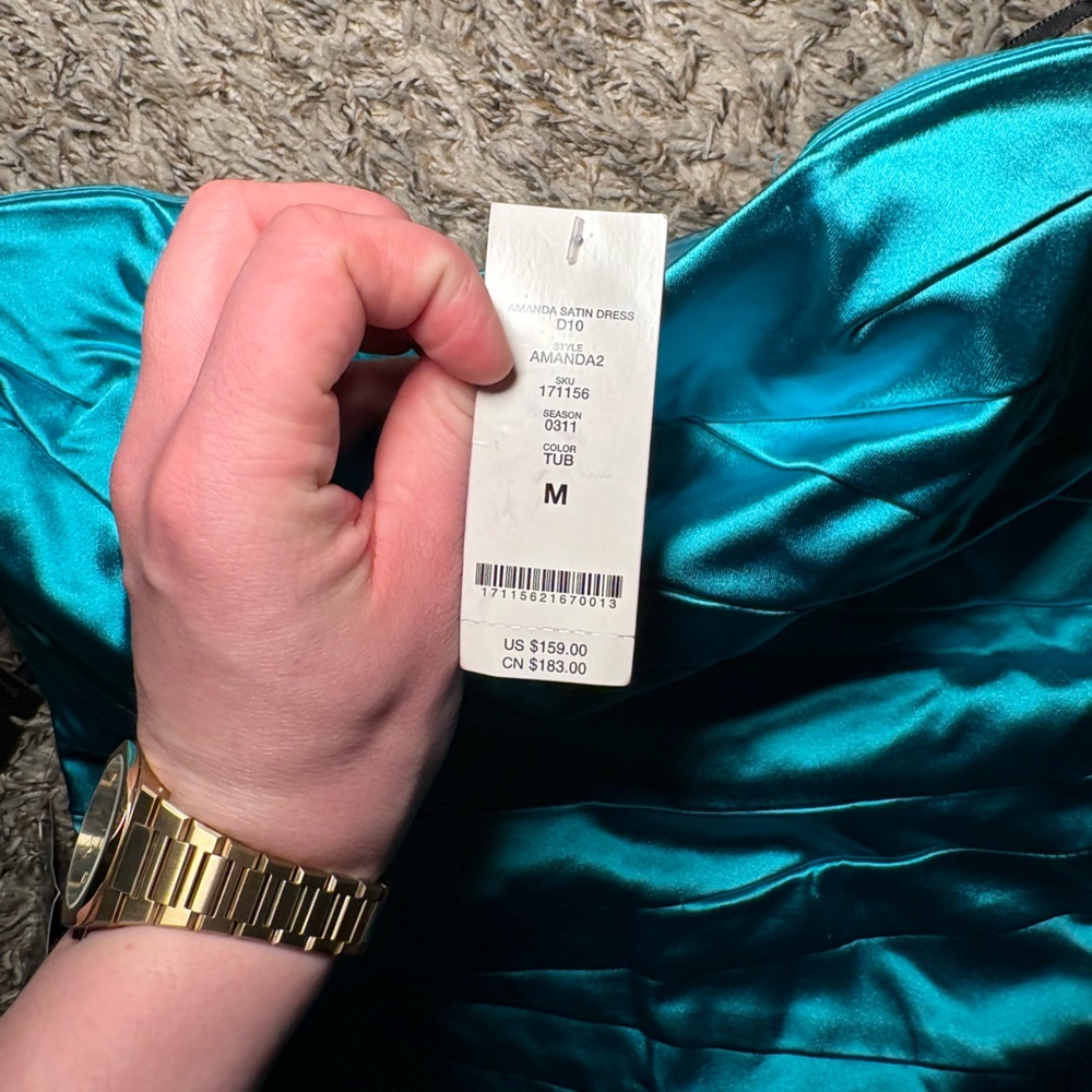 Strapless Teal Sheath Dress - Bebe - Picture 4 of 5